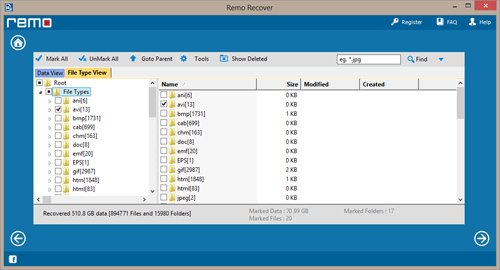 Recovered files list screenshot